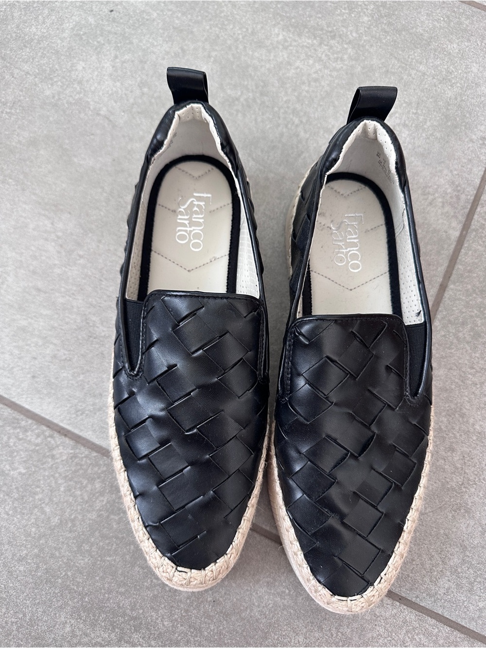 Franco Sarto Black Woven Slip-On Espadrilles - new without tags/never worn